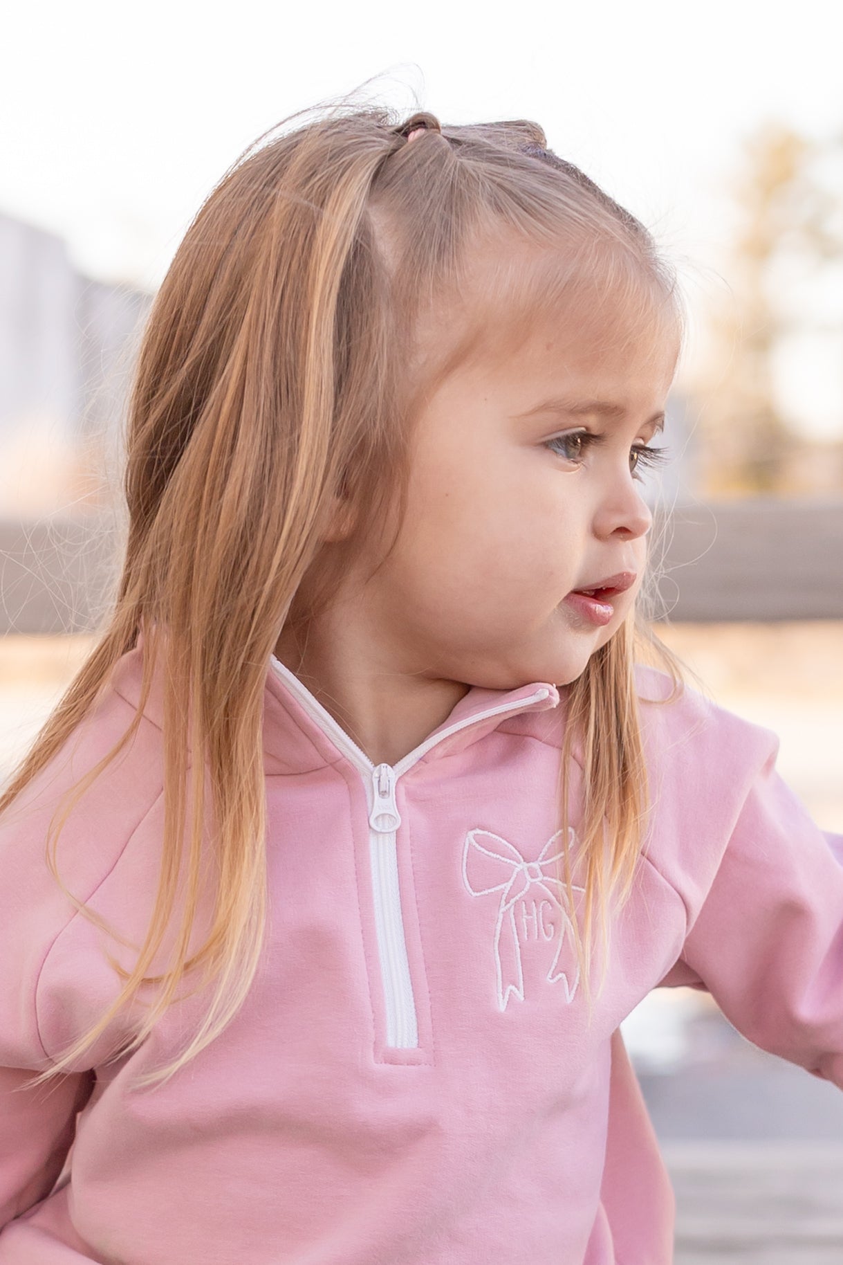 Blank Organic Cotton Quarter-Zip Set - Pink