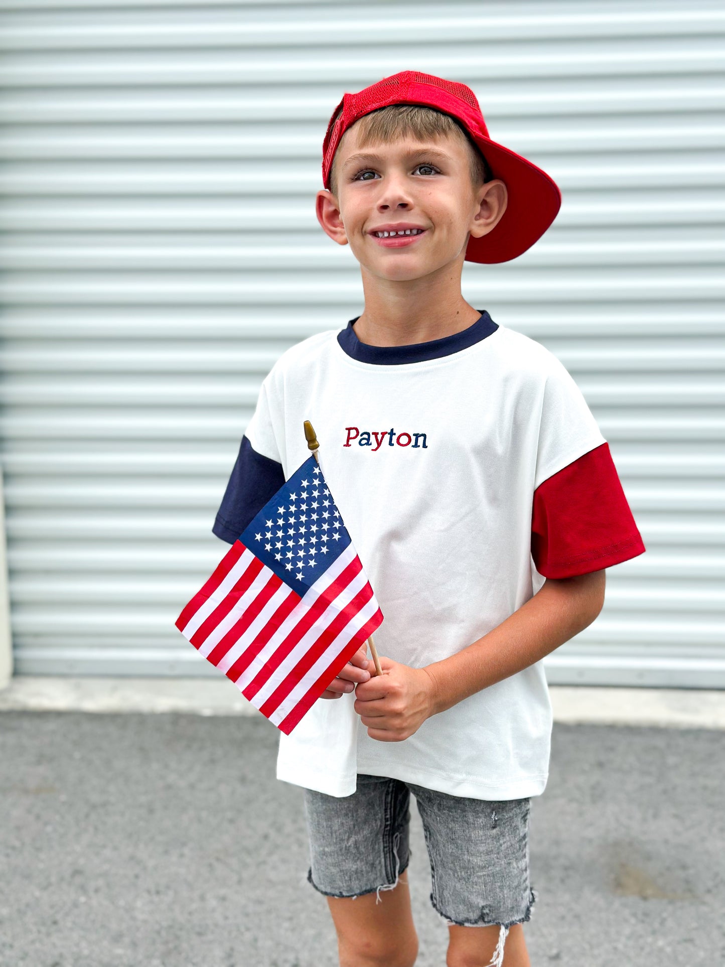 4th of July Colorblock Oversized Tee - Red White & Blue