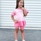 Colorblock Peplum Tee and Biker Shorts Set