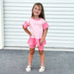 Colorblock Peplum Tee and Biker Shorts Set