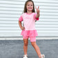 Colorblock Peplum Tee and Biker Shorts Set