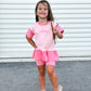 Colorblock Peplum Tee and Biker Shorts Set