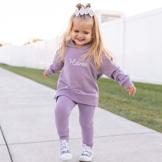 Organic Cotton Hoodie Jogger Set - Sage or Purple