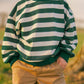 Crewneck Sweatshirt - Green & White Stripes