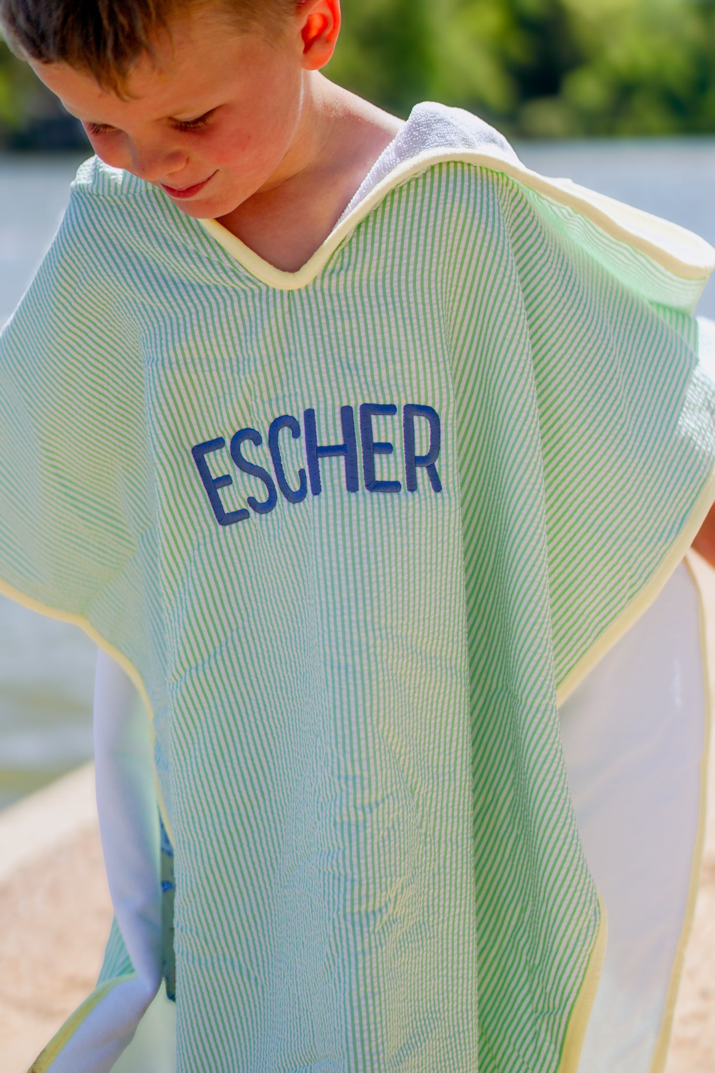 Seersucker Stripe Beach Towel Poncho - more colors