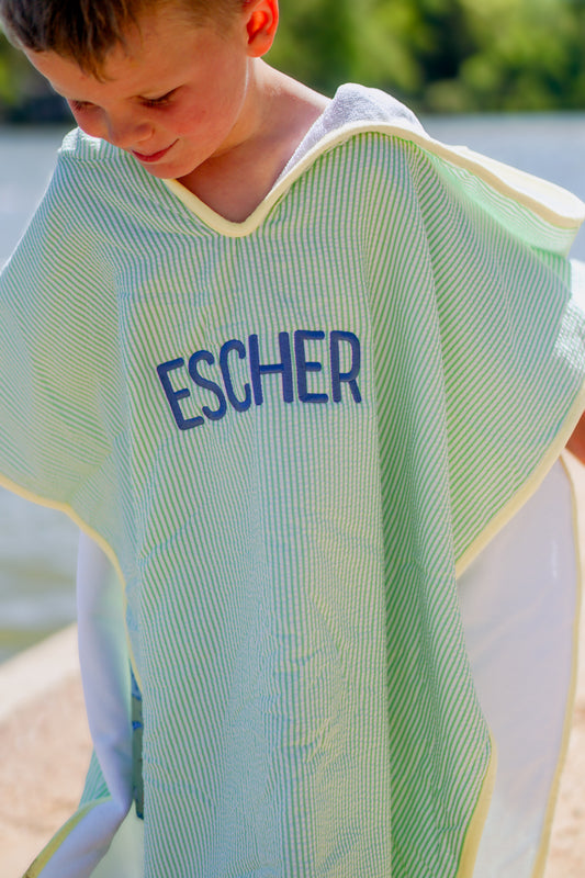 Seersucker Stripe Beach Towel Poncho - more colors