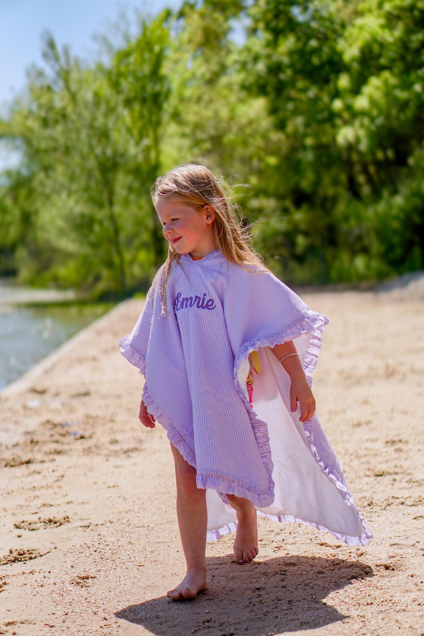 Seersucker Stripe Beach Towel Poncho - more colors