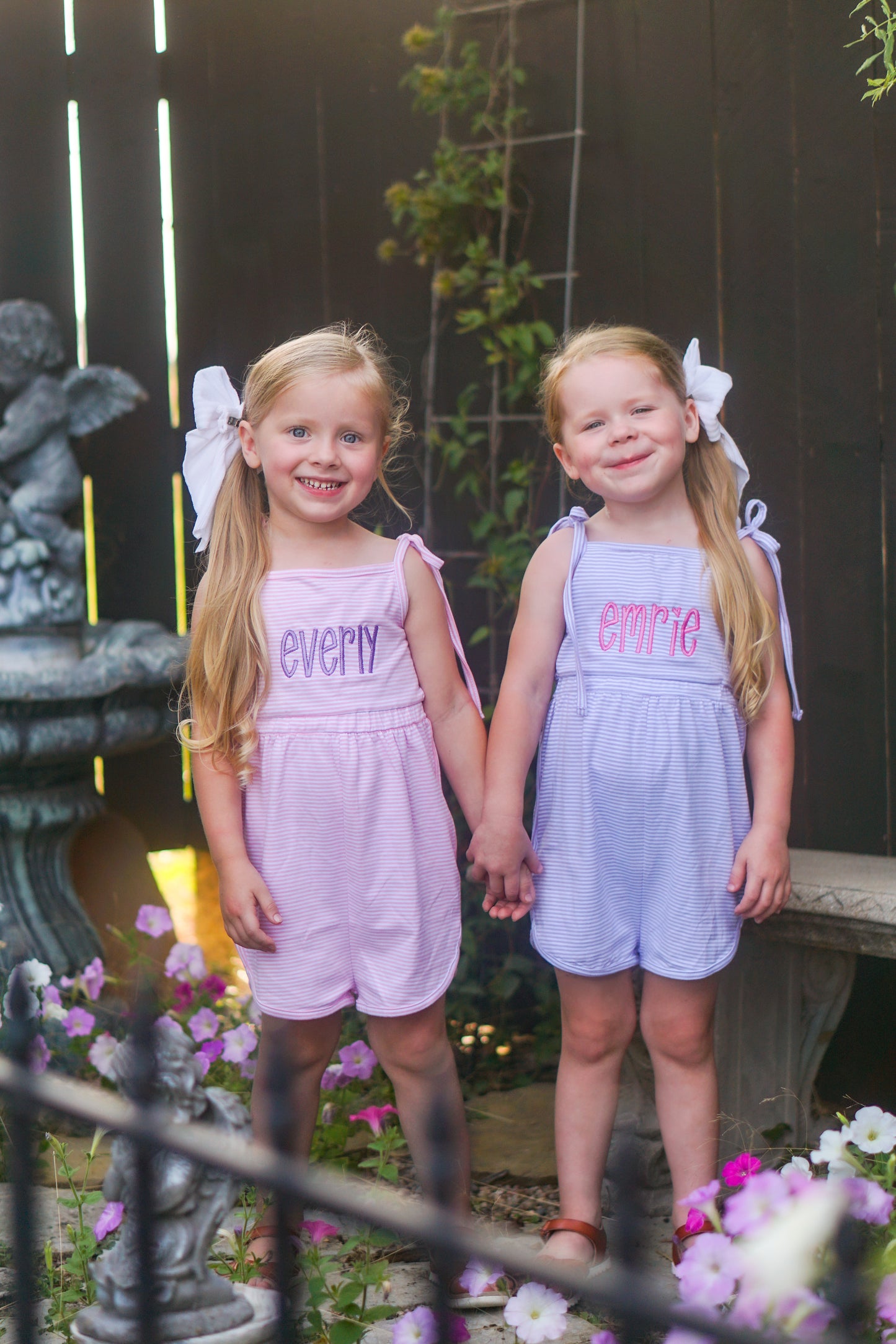 Girls Tie-Strap Striped Romper - more colors