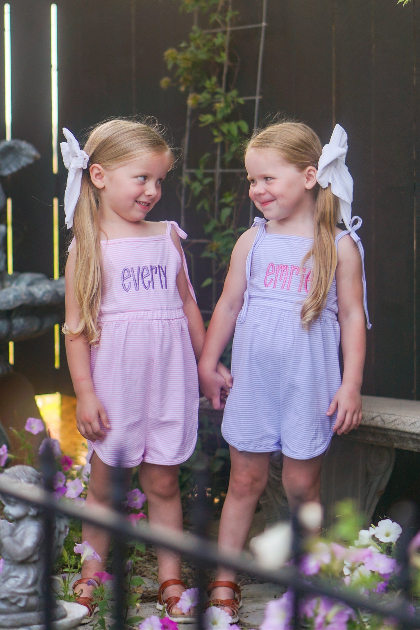 Girls Tie-Strap Striped Romper - more colors