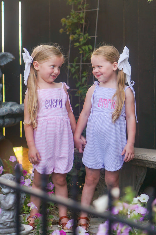 Girls Tie-Strap Striped Romper - more colors