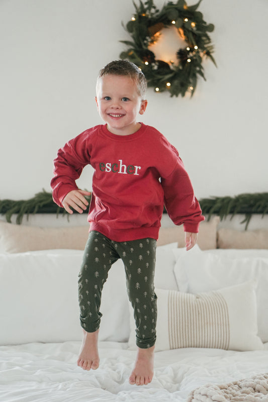 Christmas Crewneck Sweatshirt or Jogger Set - Red or Green