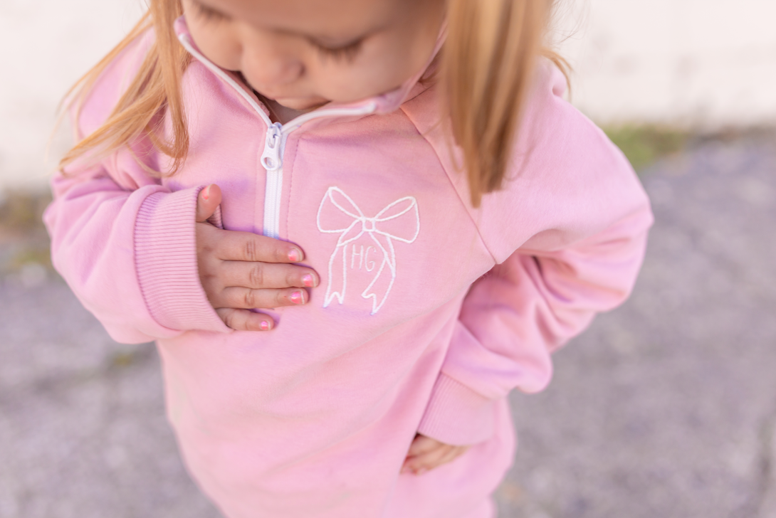 Blank Organic Cotton Quarter-Zip Set - Pink