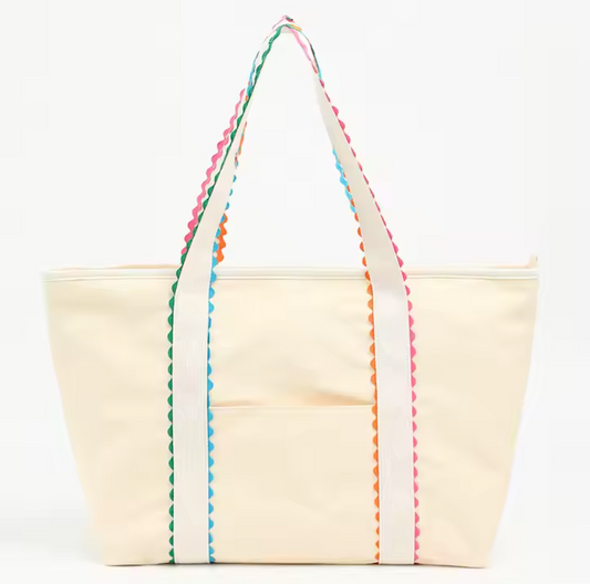 Blank Canvas Ric Rac Tote Bag with Zippered Pocket