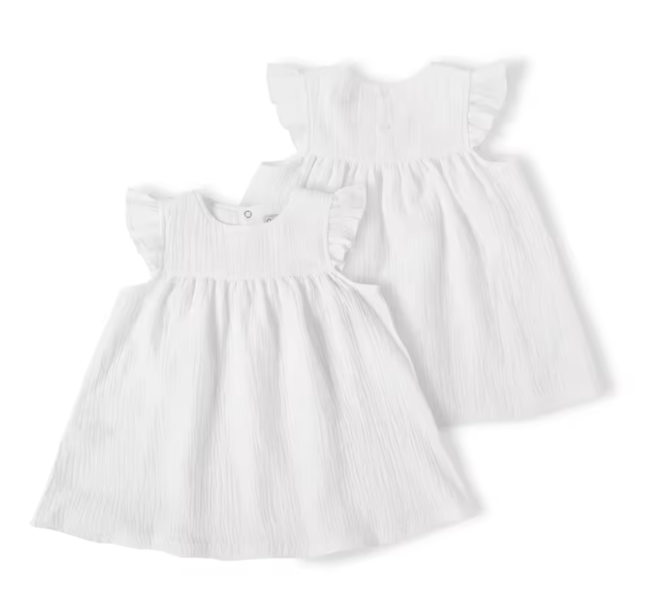 Organic Cotton Muslin Dress - White *4T Only