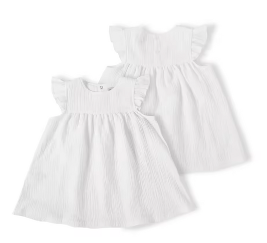 Organic Cotton Muslin Dress - White *4T Only
