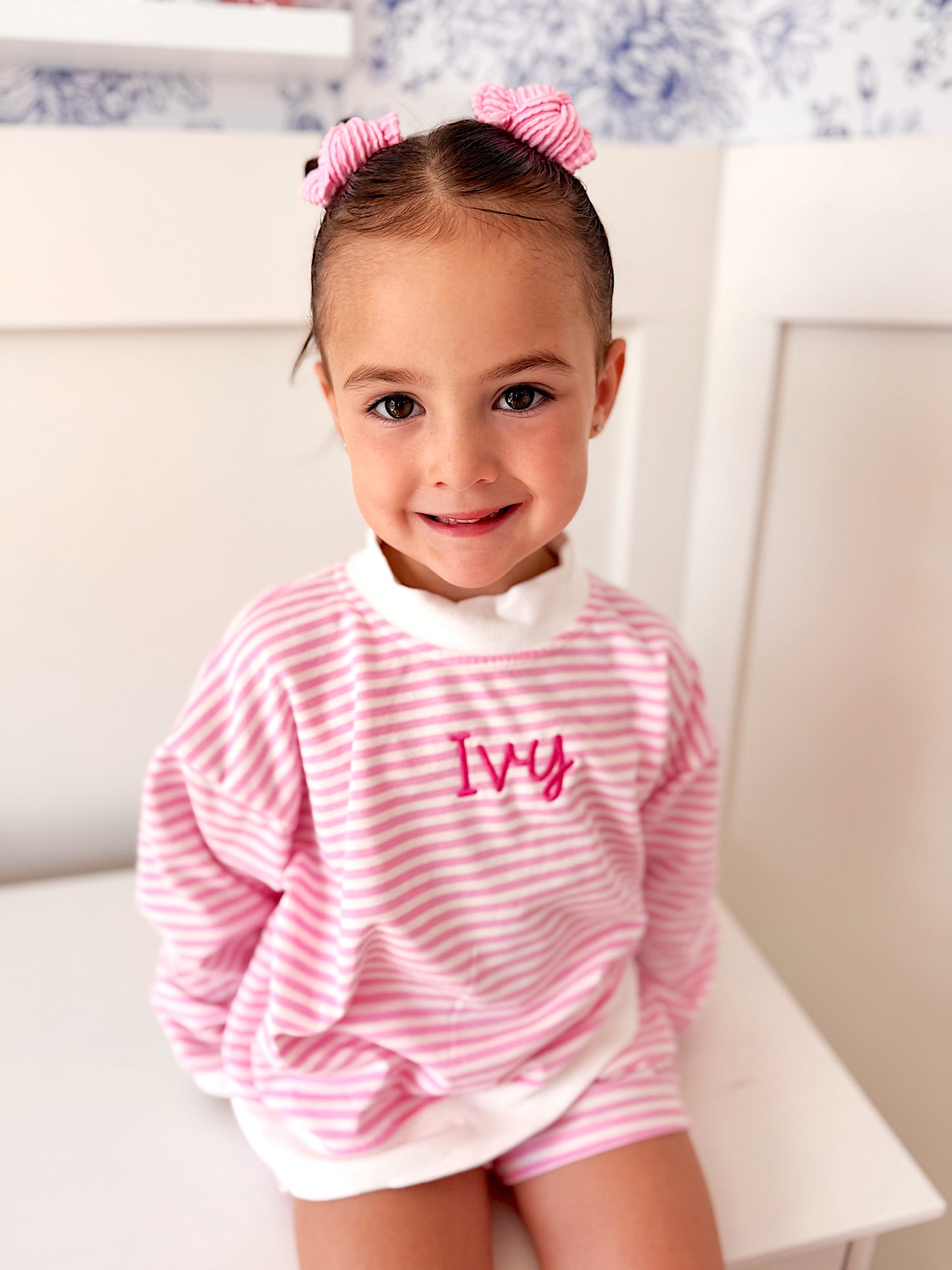 PREORDER Girls Striped Mock Neck Shorts Set *mid-September