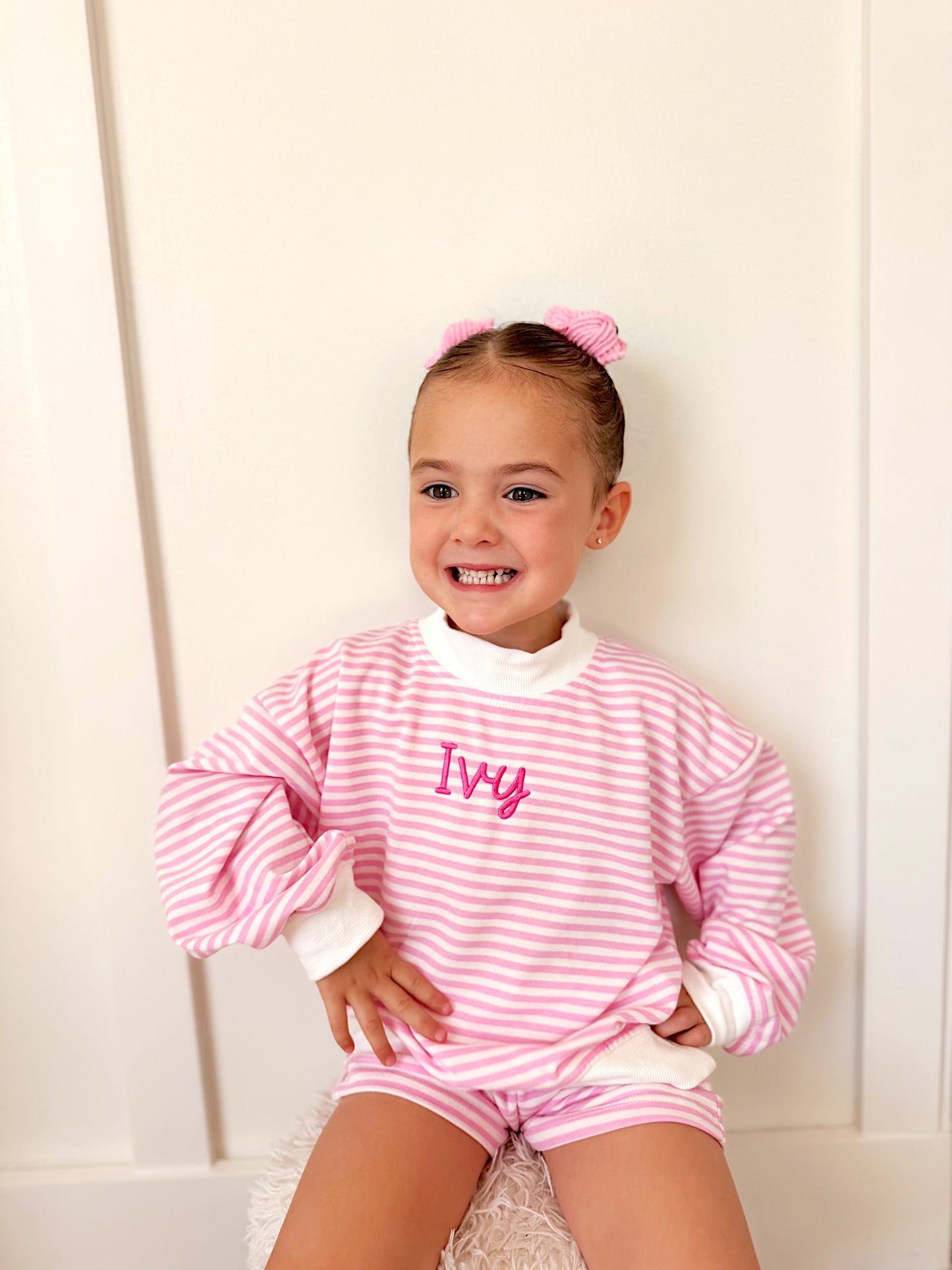 PREORDER Girls Striped Mock Neck Shorts Set *mid-September