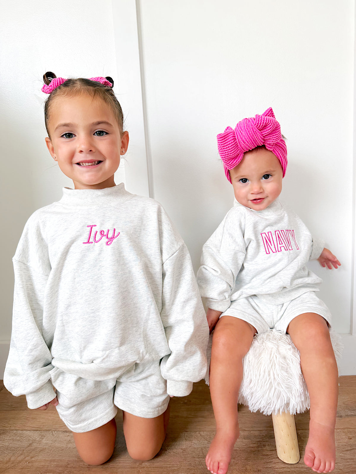 PREORDER Gray Heather Mock Neck Sweatshirt or Shorts Set - Kids or Adult *early December