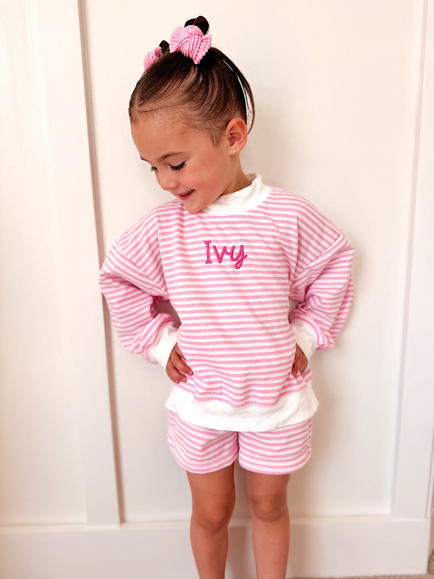 PREORDER Girls Striped Mock Neck Shorts Set *mid-September