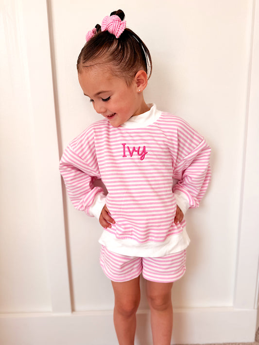PREORDER Girls Striped Mock Neck Shorts Set *mid-September