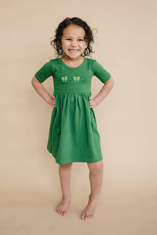 Organic Cotton Twirl Dress - Red St. Patrick's Green