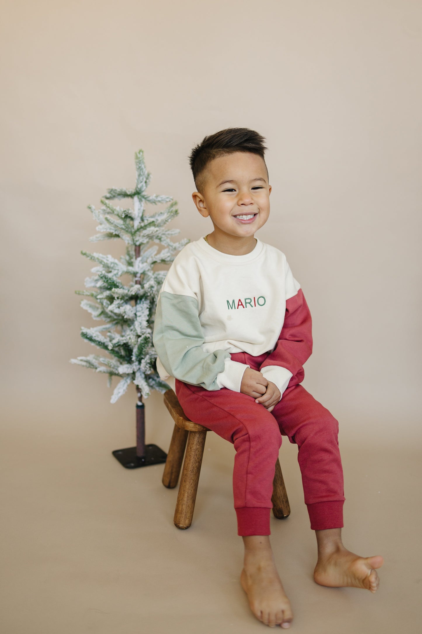 Christmas Colorblock Crewneck Sweatshirt & Jogger Pants