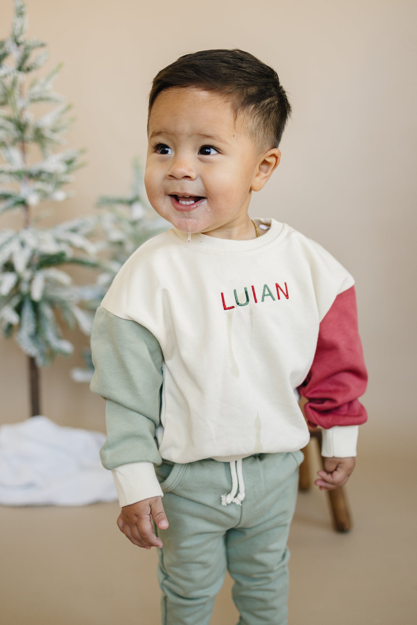 Christmas Colorblock Crewneck Sweatshirt & Jogger Pants