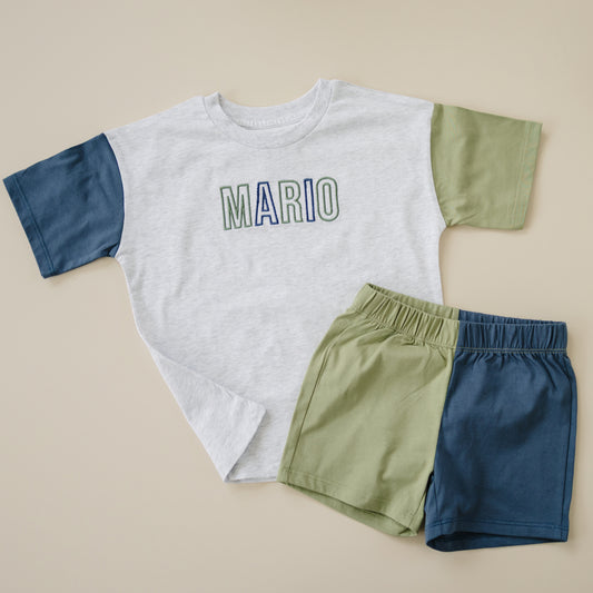 Organic Cotton Colorblock Tee and Shorts Set
