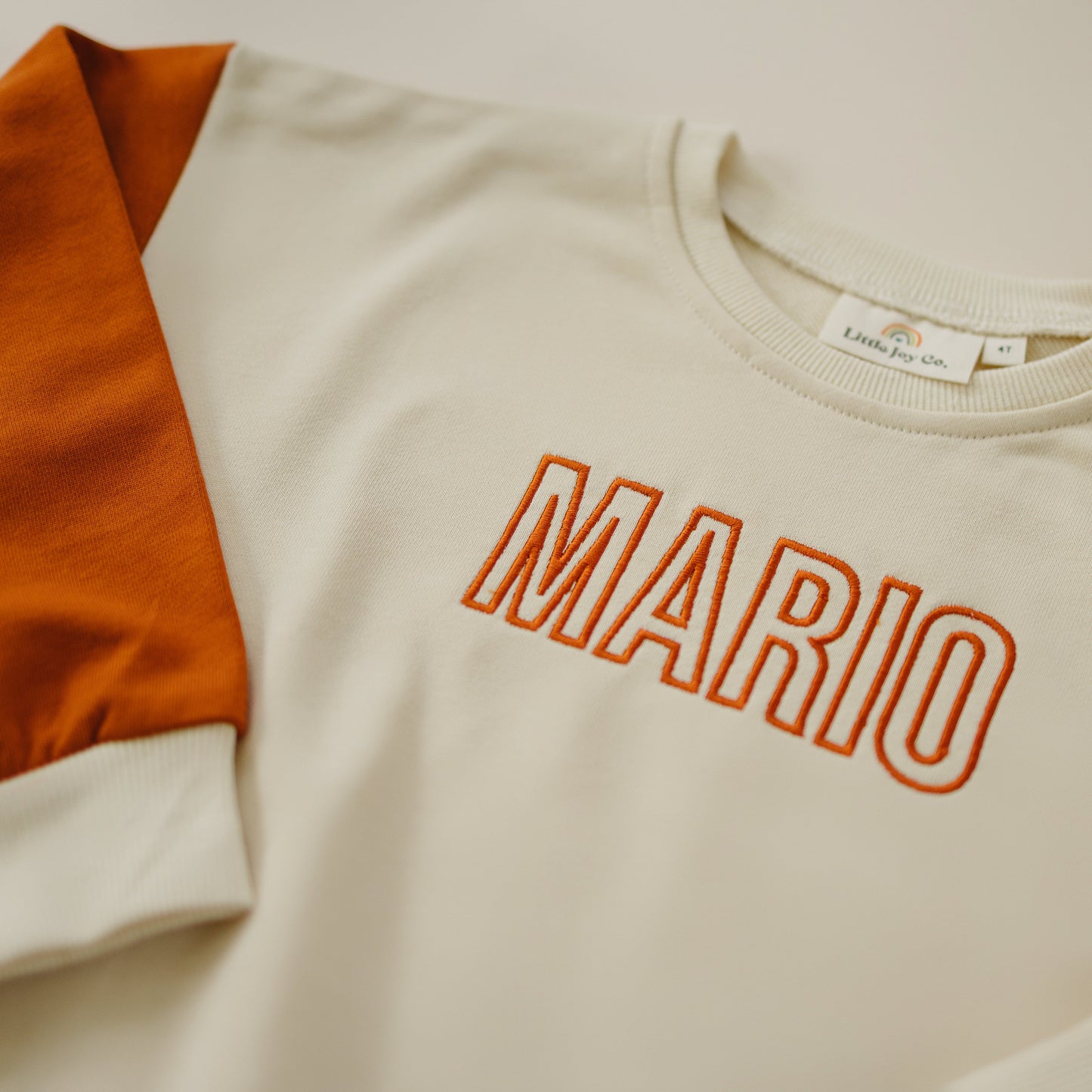 Colorblock Crewneck Sweatshirt - Cream & Orange (Fall/Halloween)