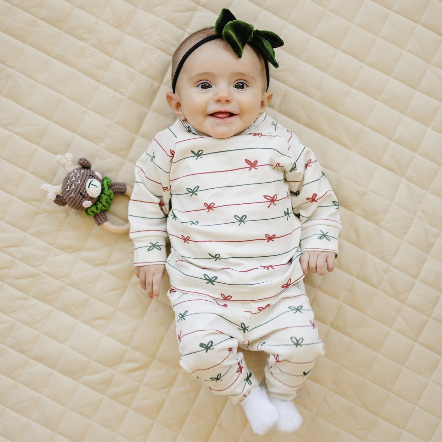 Tied with a Bow Christmas Organic Cotton Set *0-3 & 3-6 months