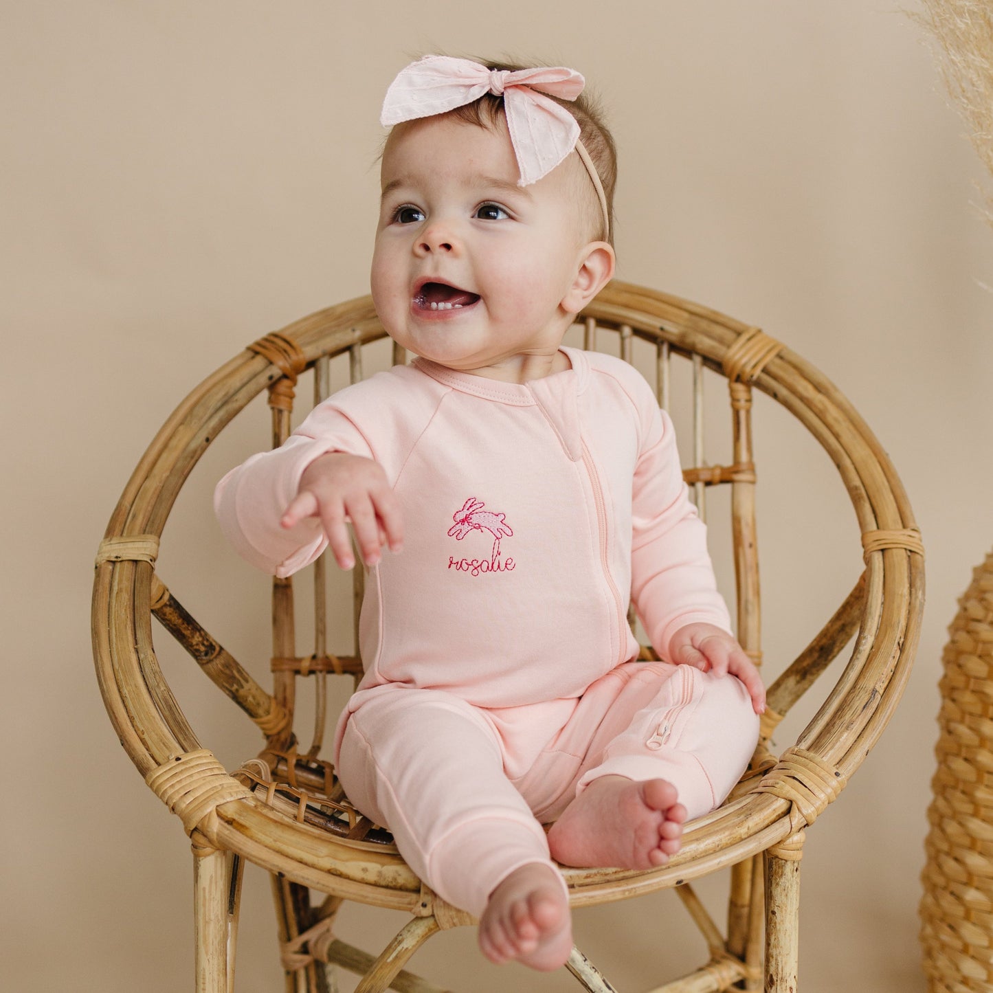 Blank Organic Cotton Zippy Romper - Pink