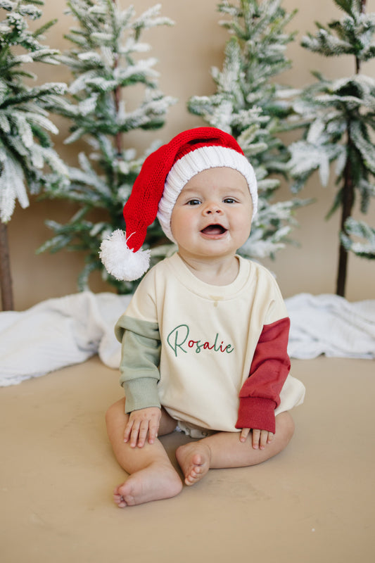 Christmas Colorblock Sweatshirt Romper