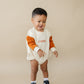 Colorblock Sweatshirt Romper - Cream & Orange (Fall/Halloween)