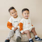 Colorblock Sweatshirt Romper - Cream & Orange (Fall/Halloween)