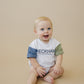 Organic Cotton Colorblock T-Shirt Romper - Gray, Blue & Green