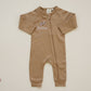 Organic Cotton Zipper Romper - Brown