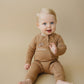 Organic Cotton Zipper Romper - Brown