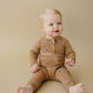 Organic Cotton Zipper Romper - Brown