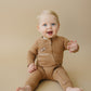 Organic Cotton Zipper Romper - Brown