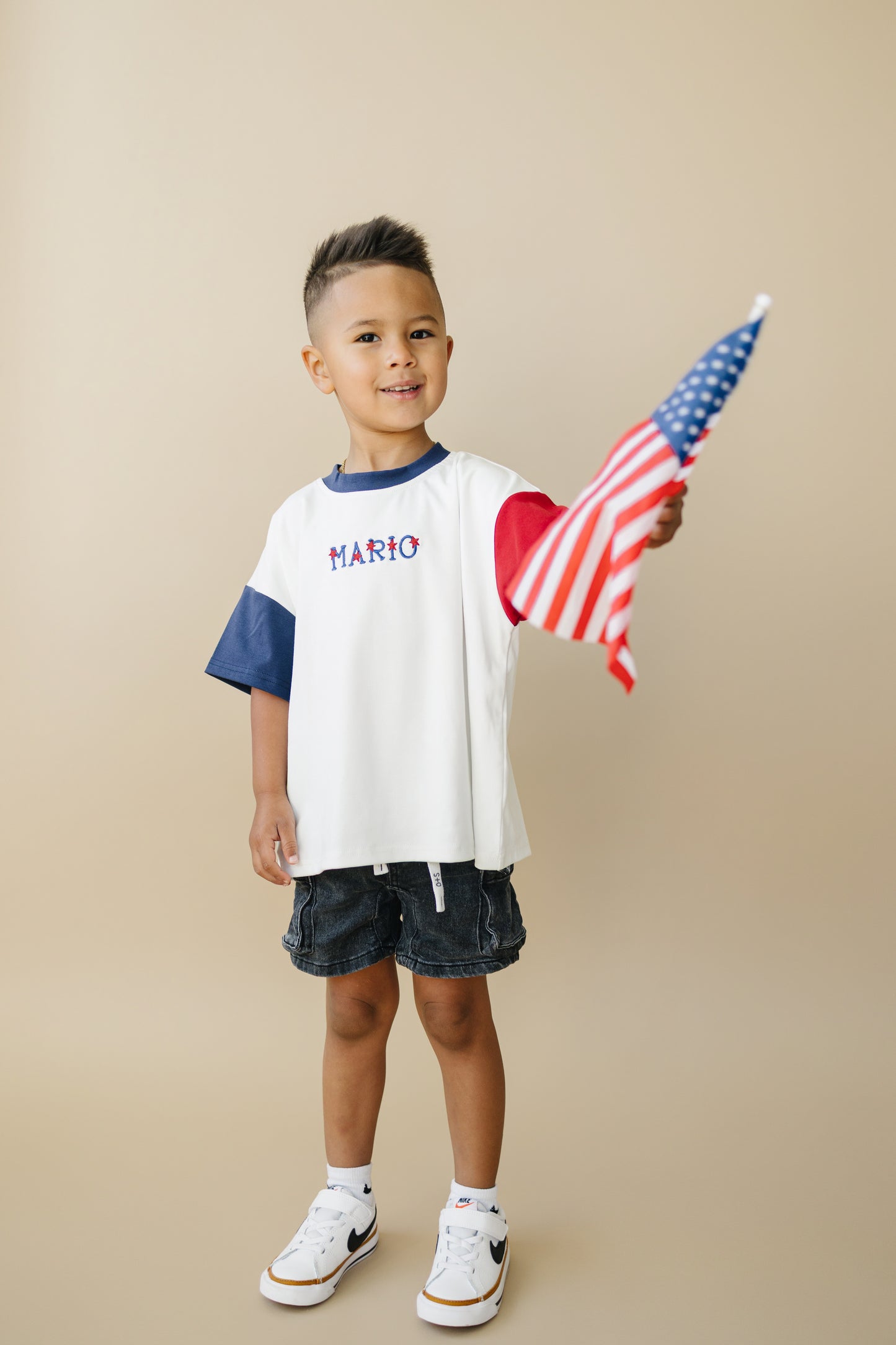 4th of July Colorblock Oversized Tee - Red White & Blue