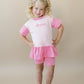 Colorblock Peplum Tee and Biker Shorts Set