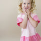 Colorblock Peplum Tee and Biker Shorts Set