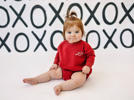 Sweatshirt Romper - Red