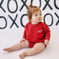 Sweatshirt Romper - Red