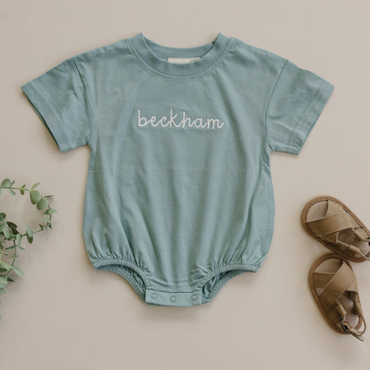 Organic Cotton Colorblock T-Shirt Romper - Teal