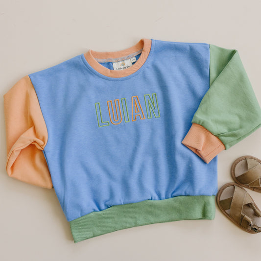 Colorblock Crewneck Sweatshirt or Biker Shorts Set