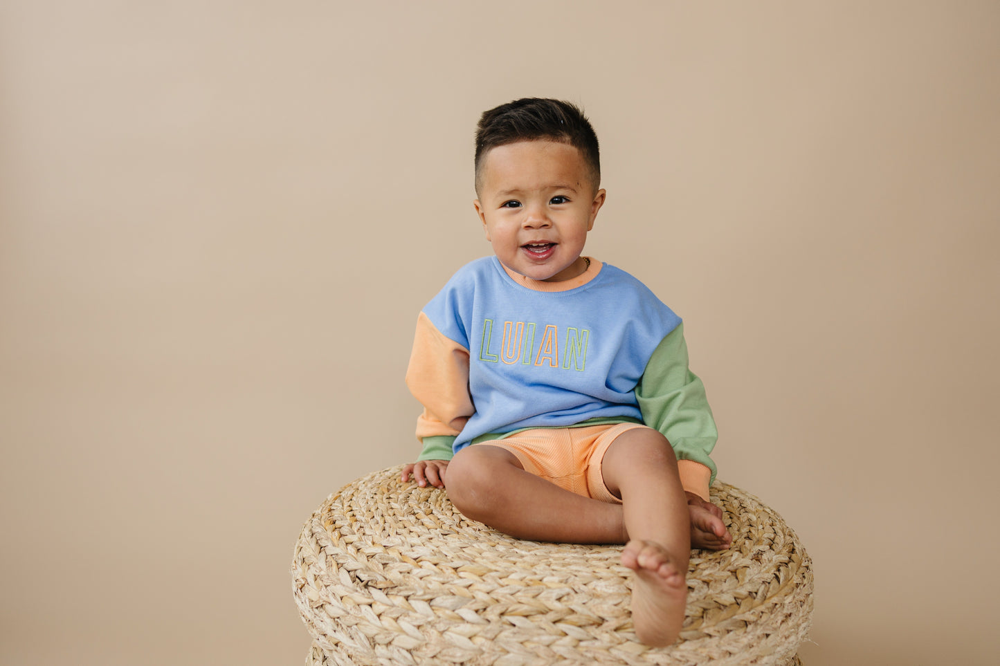 Colorblock Crewneck Sweatshirt or Biker Shorts Set
