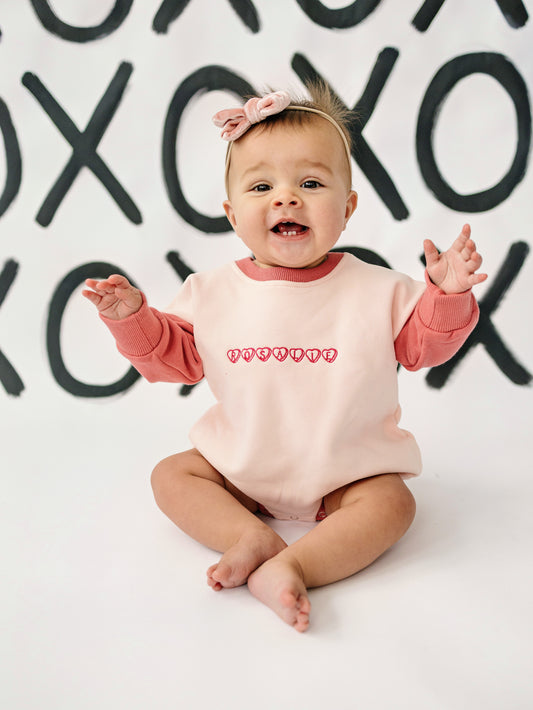 Colorblock Sweatshirt Romper - Pink