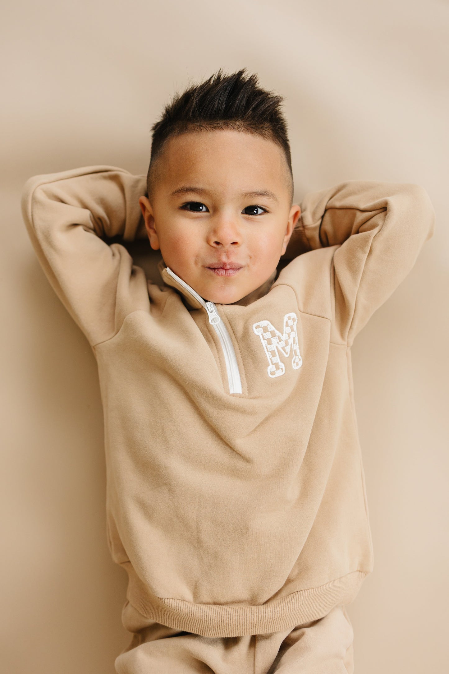 Organic Cotton Quarter-Zip Set - Tan
