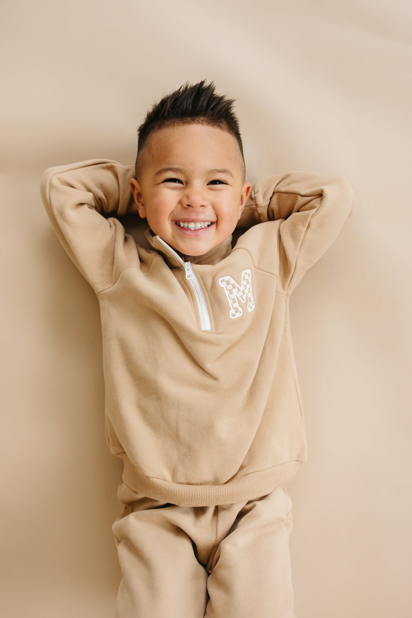 Organic Cotton Quarter-Zip Set - Tan